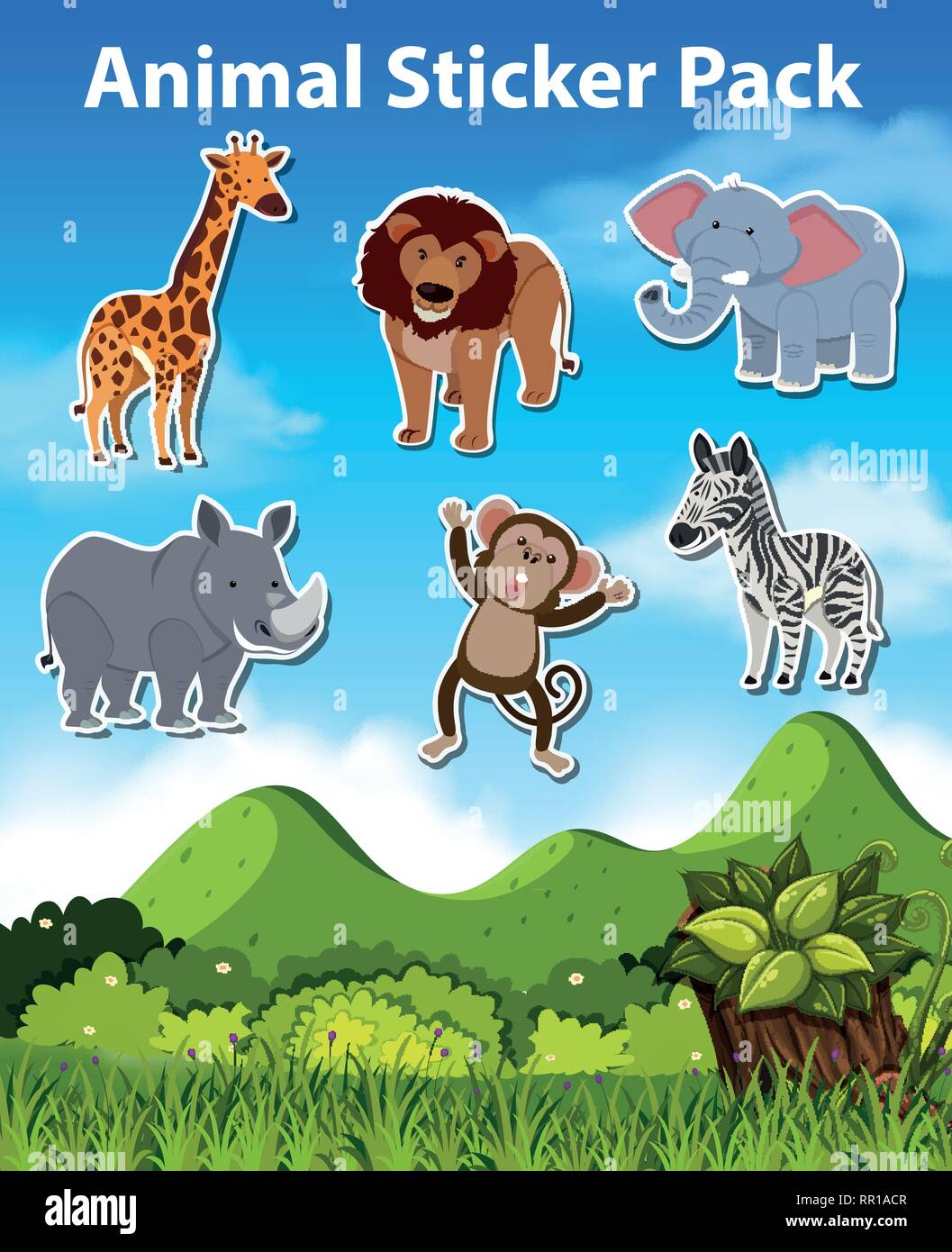 Set of wild animal sticker illustration Stock Vector Image & Art - Alamy