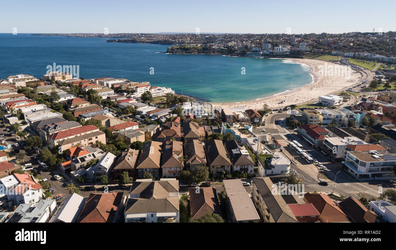 Aerial view of housing and real estate in eastern suburbs of Sydney
