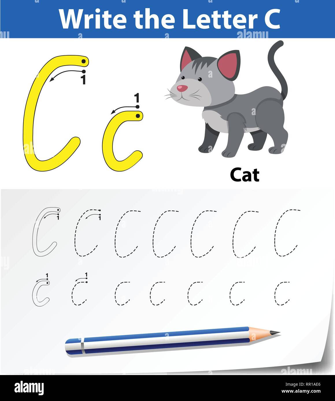 Write the Letter C english card illustration Stock Vector Image & Art