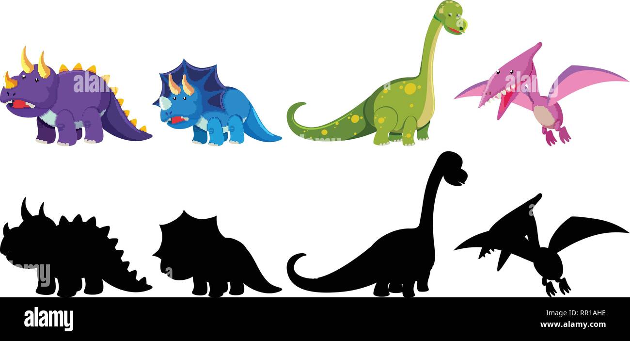 Set of dinosaur character illustration Stock Vector