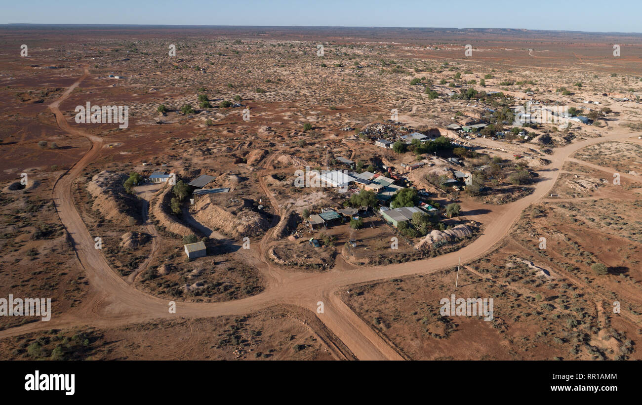 Aerial view of White Cliffs opal mining in NSW Stock Photo Alamy