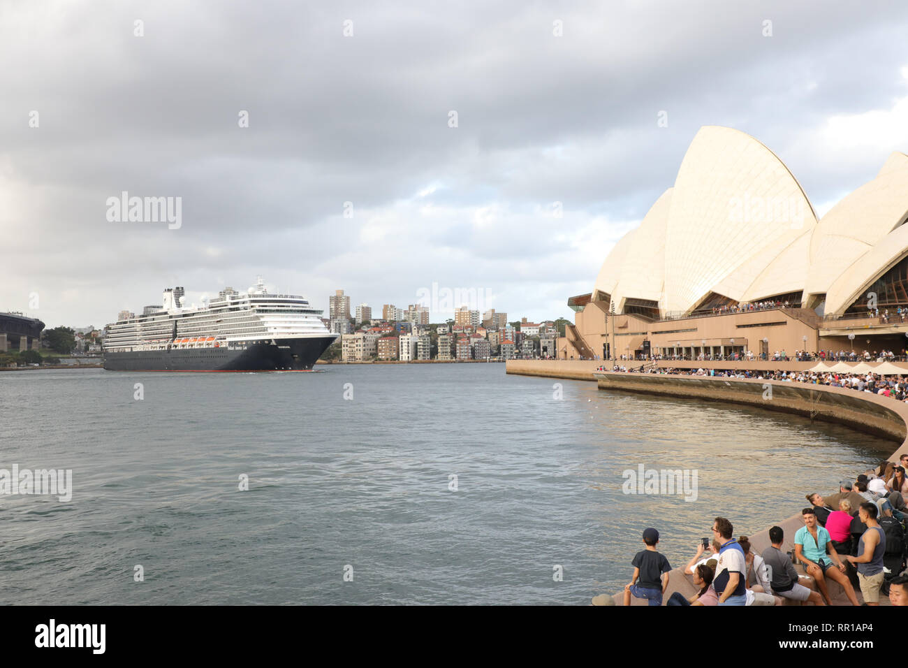 The Holland America Line Noordam cruise ship departs Sydney Harbour on