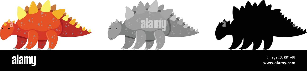 Set of stegosaurus dinosaur character illustration Stock Vector Image ...