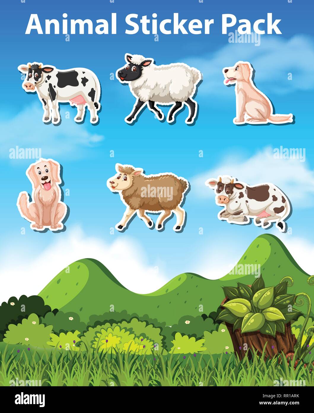 Set of animal sticker pack illustration Stock Vector Image & Art Alamy