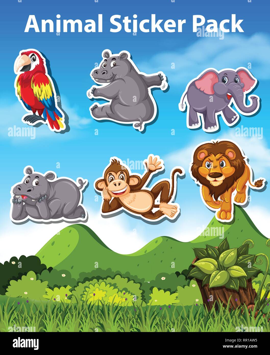 Set of animal sticker pack illustration Stock Vector Image & Art Alamy