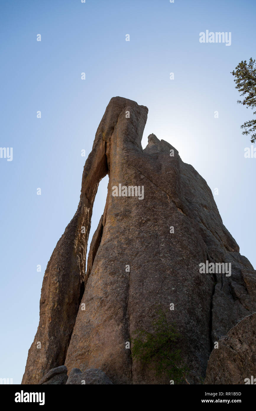 The large unique formation of Needle Eye rock in the Needles section of