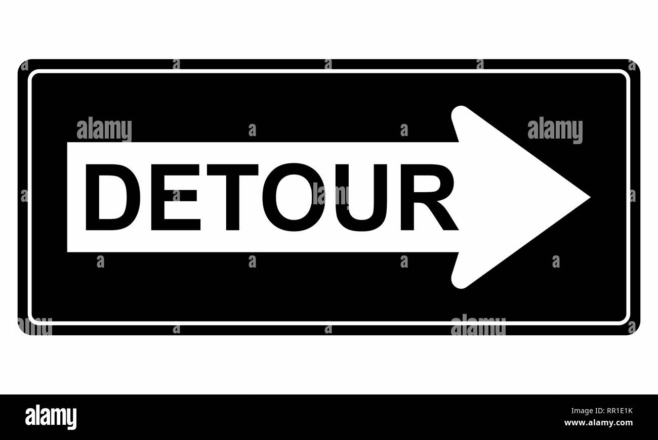 Illustration of a traffic sign indicating a Detour Stock Vector