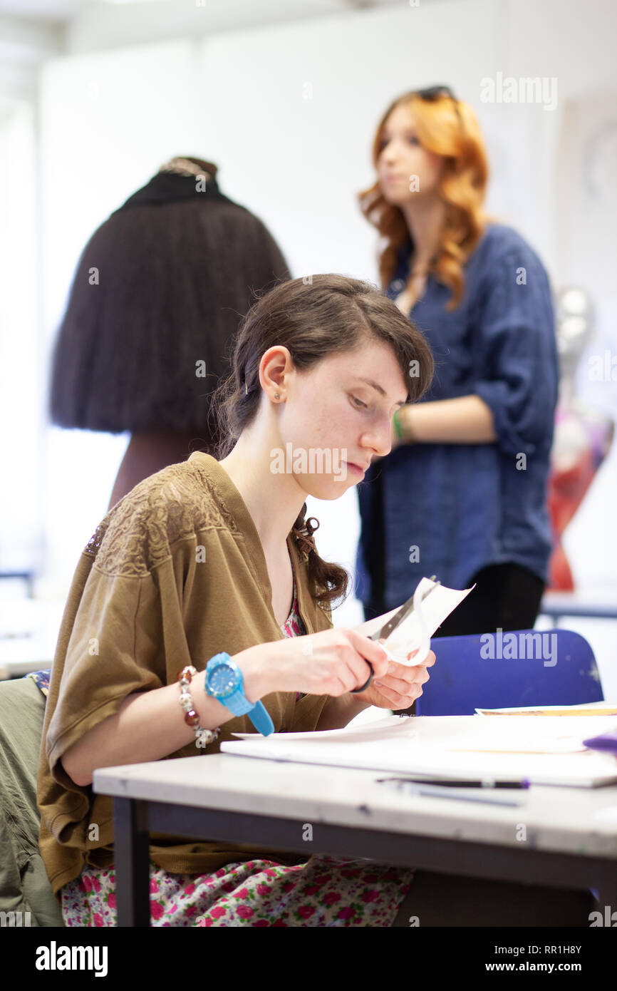 adults in a further education college studying art foundation Stock Photo