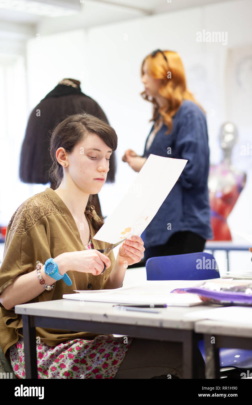 adults in a further education college studying art foundation Stock Photo
