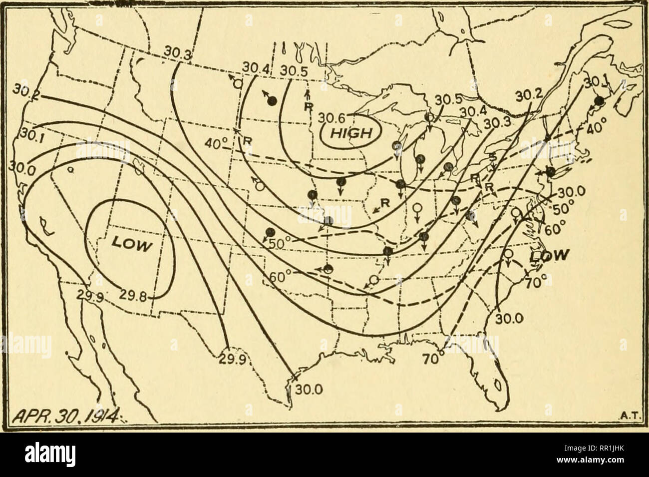 Map Barometric Pressure United States Hi Res Stock Photography And Agricultural Meteorology Meteorology Agricultural From Old Catalog 274 Agricultural Meteorology Make Their Possible Growth Period Agree More Nearly With That Of The Hardy Crops The Protection Of Fruit And Truck Crops From Frost Is En Tirely Practicable But Whether Economically Profitable De Pends On The Value Of The Crop Saved And The Expense Of Pro Tection 608 When Frosts Occurareas Of High Barometric Pres Sure Spread Across The United States From The West Toward The Fig 80daily Weather Map Showing An Area Of High Pressure With A Cool Wave In The Northwest That May Be Exp RR1JHK 