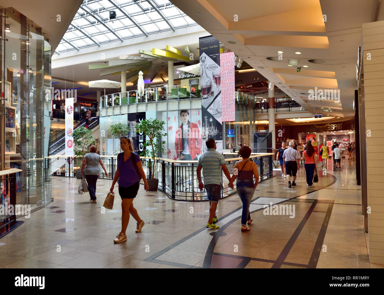 Interior view one of five floors of Palladium shopping mall in old town  Prague, Czech Republic Stock Photo - Alamy