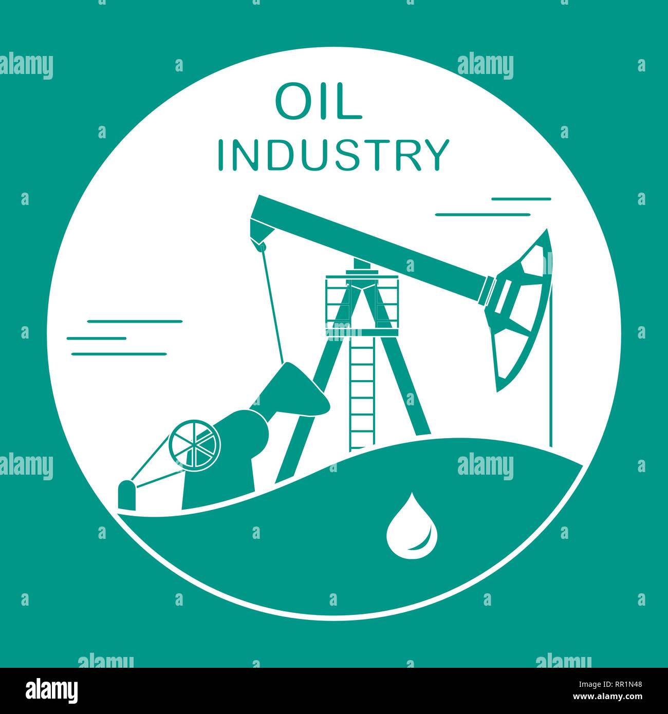 Vector illustration with equipment for oil production. Oil industry