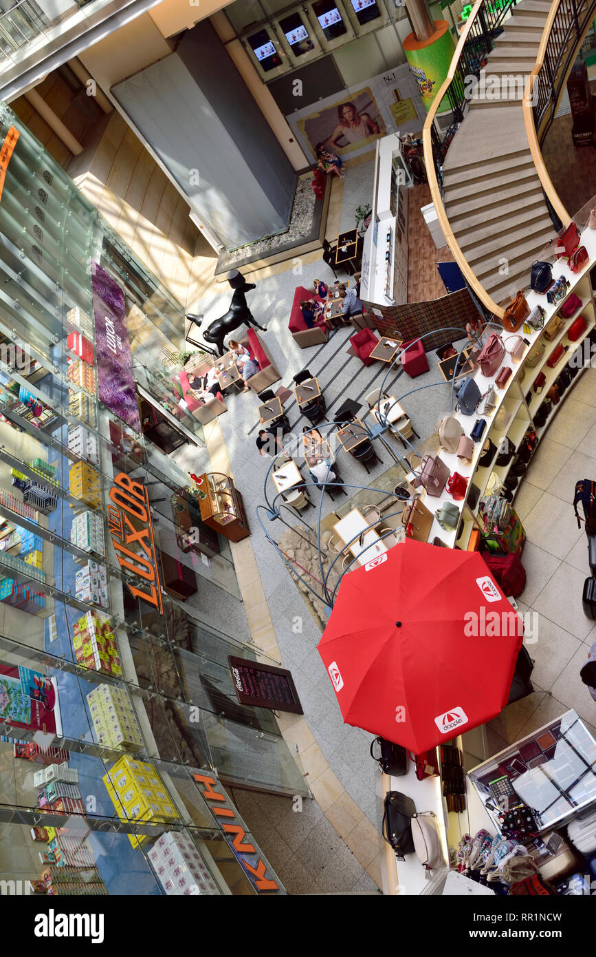 Looking down with high angle view of restaurant in Palladium shopping  center, Prague, Czech Republic Stock Photo - Alamy