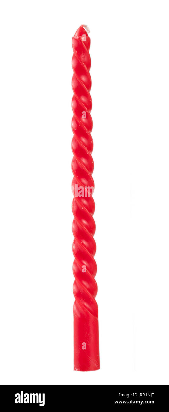 one red candle isolated on white background Stock Photo