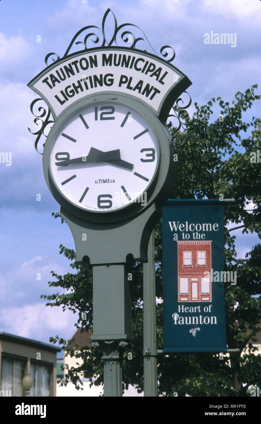 A street clock - historical in downtown Taunton, Massachusetts, USA Stock Photo