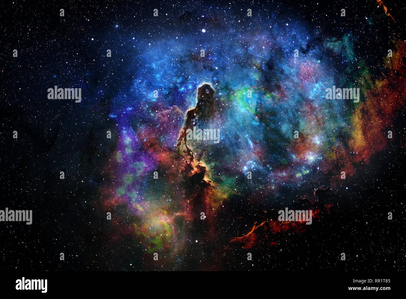 Universe scene with stars and galaxies in deep space showing the beauty ...
