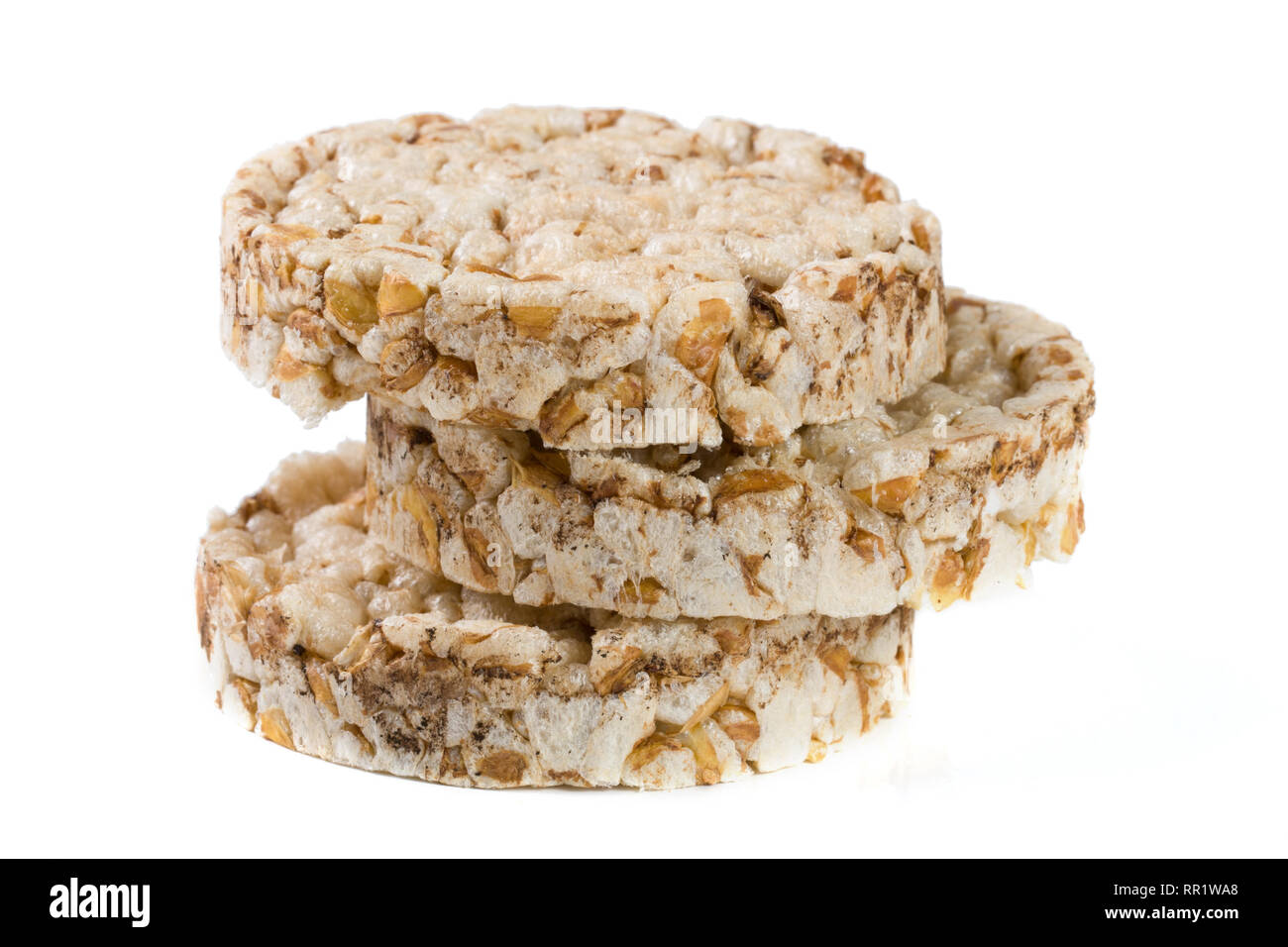 stack of grain crispbreads isolated on white background Stock Photo