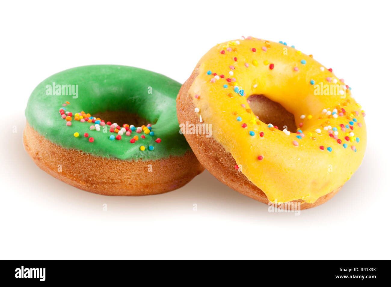 two glazed donut isolated on white background Stock Photo - Alamy