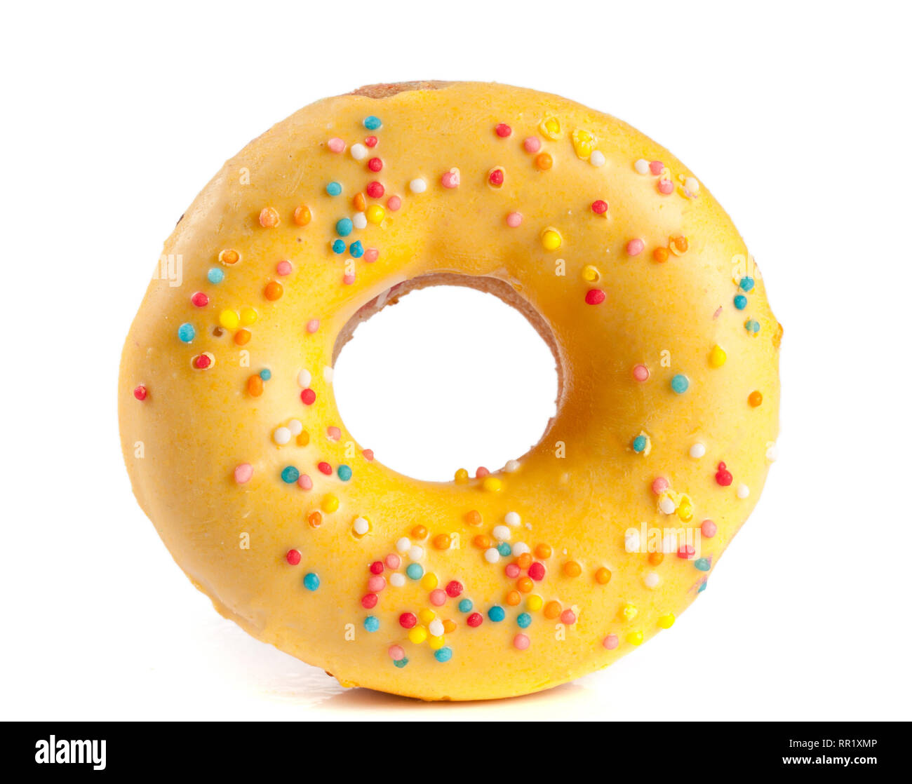 one glazed donut isolated on white background Stock Photo - Alamy