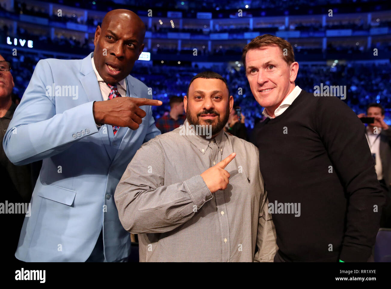 Former professional boxers Frank Bruno (left) and Naseem Hamed in the