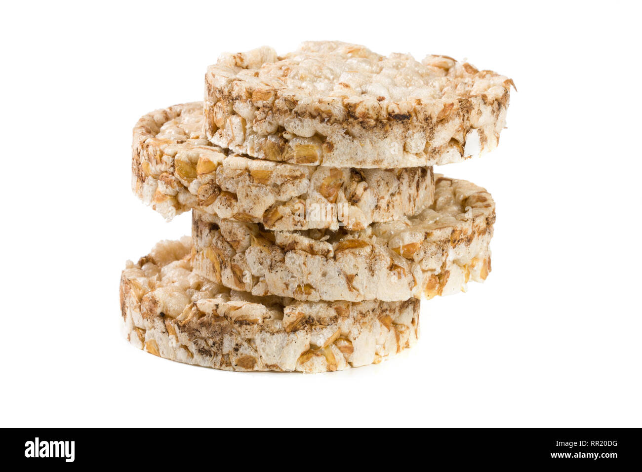 stack of grain crispbreads isolated on white background Stock Photo
