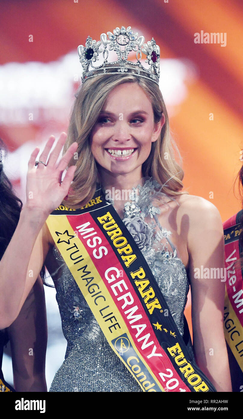 Rust, Germany. 23rd Feb, 2019. Miss Baden-Württemberg, Nadine Berneis from Stuttgart, is named "Miss Germany 2019" at Europa-Park. "Miss Germany" is the oldest and most important beauty contest in Germany, according to the organizers. It's been around since 1927. Credit: Uli Deck/dpa/Alamy Live News Stock Photo