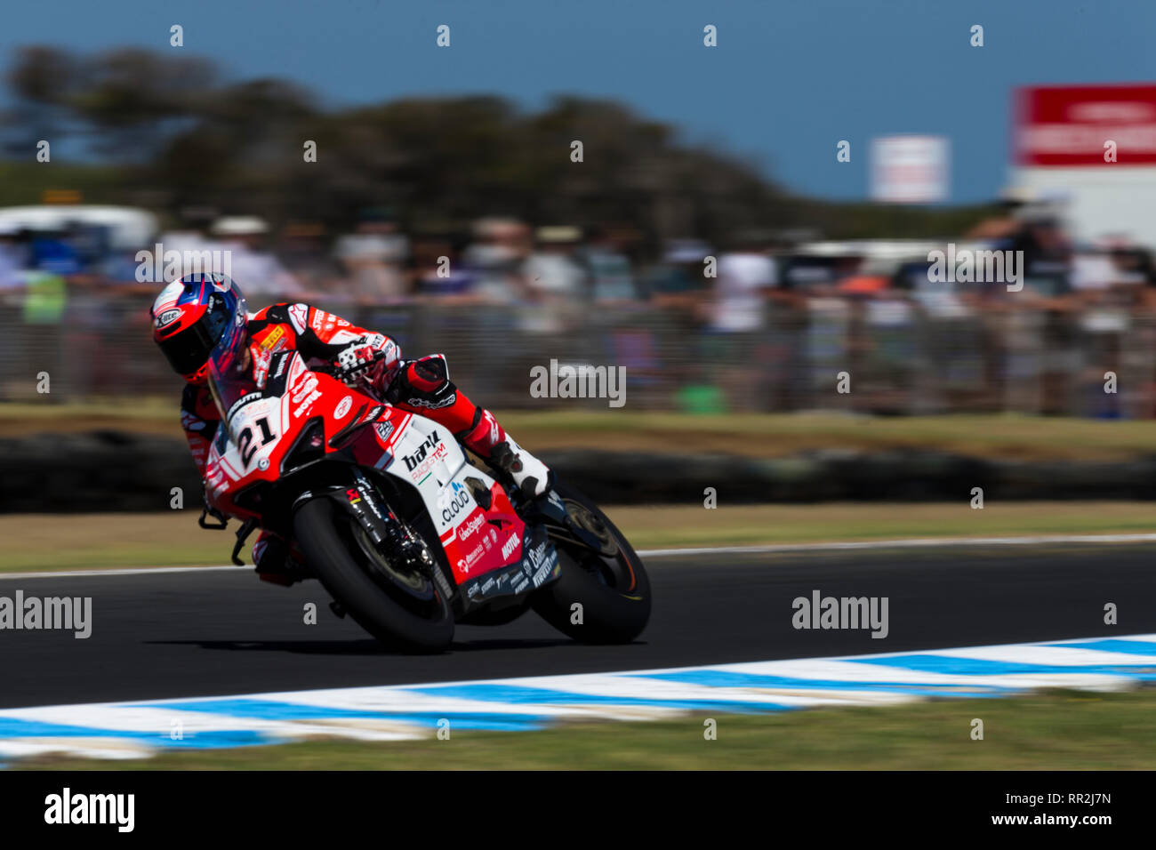Phillip Island, Australia. 24th Feb, 2019. World Superbikes Championship,  race day; The number 21 Barni Racing