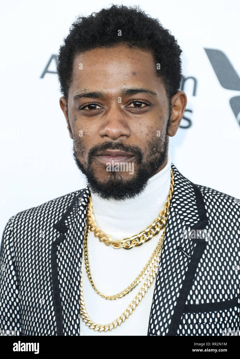 santa monica los angeles ca usa february 23 actor lakeith stanfield wearing karen walker eyewear sunglasses arrives at the 2019 film independent spirit awards held at the santa monica beach on february 23 2019 in santa monica los angeles california united states photo by xavier collinimage press agency RR2N1M