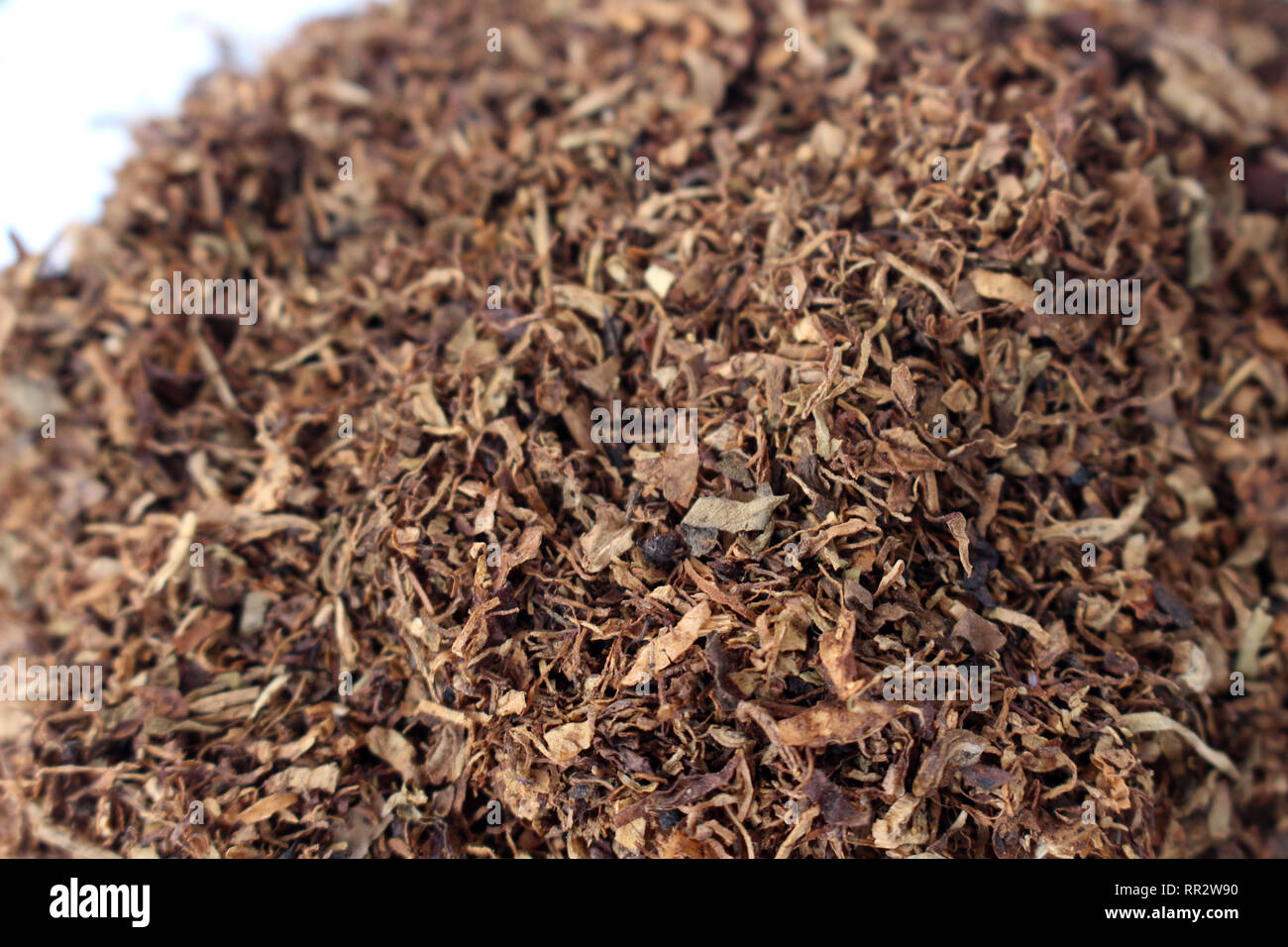 tobacco flakes The brown tobacco flakes. This one grows in Indonesia Stock Photo