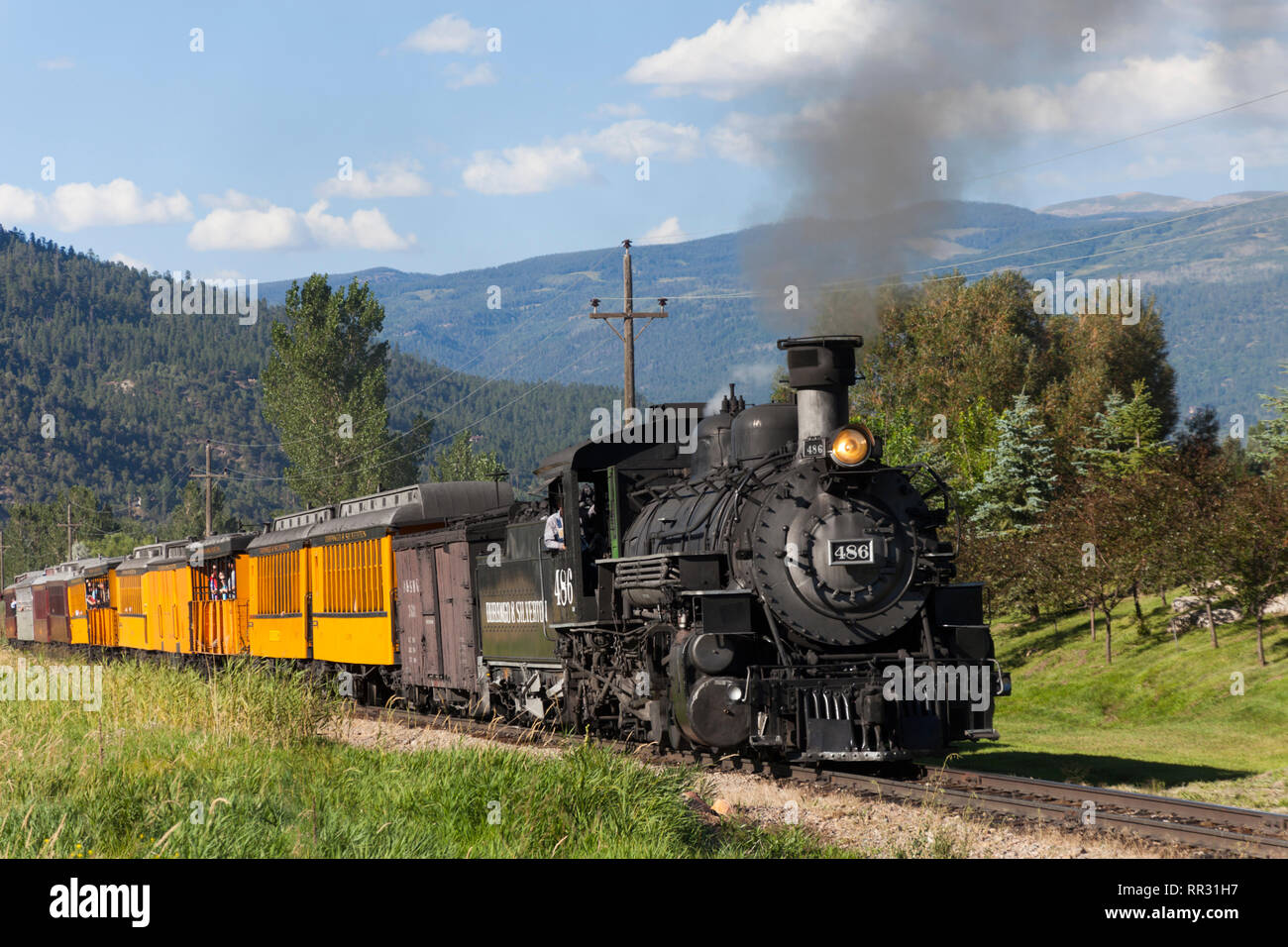 Durango & Silverton train rolls through the countryside Stock Photo