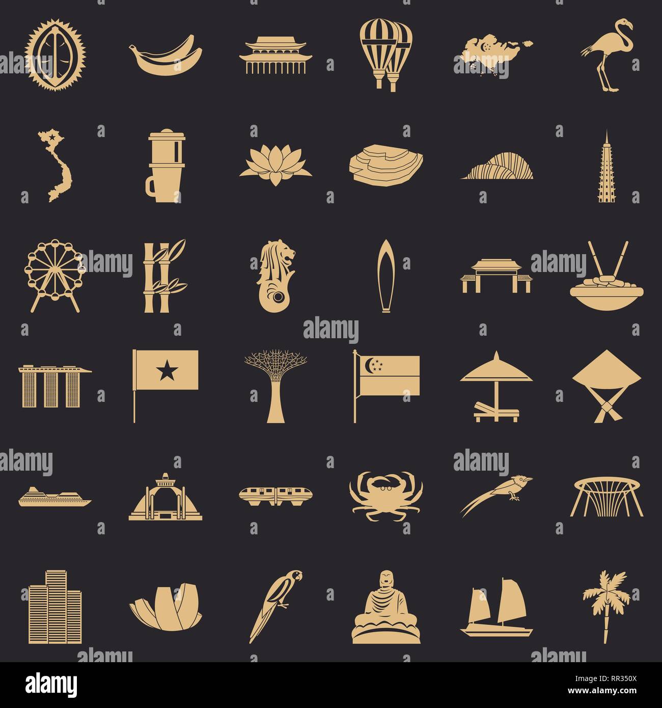 Singapore icons set, simple style Stock Vector Image & Art - Alamy