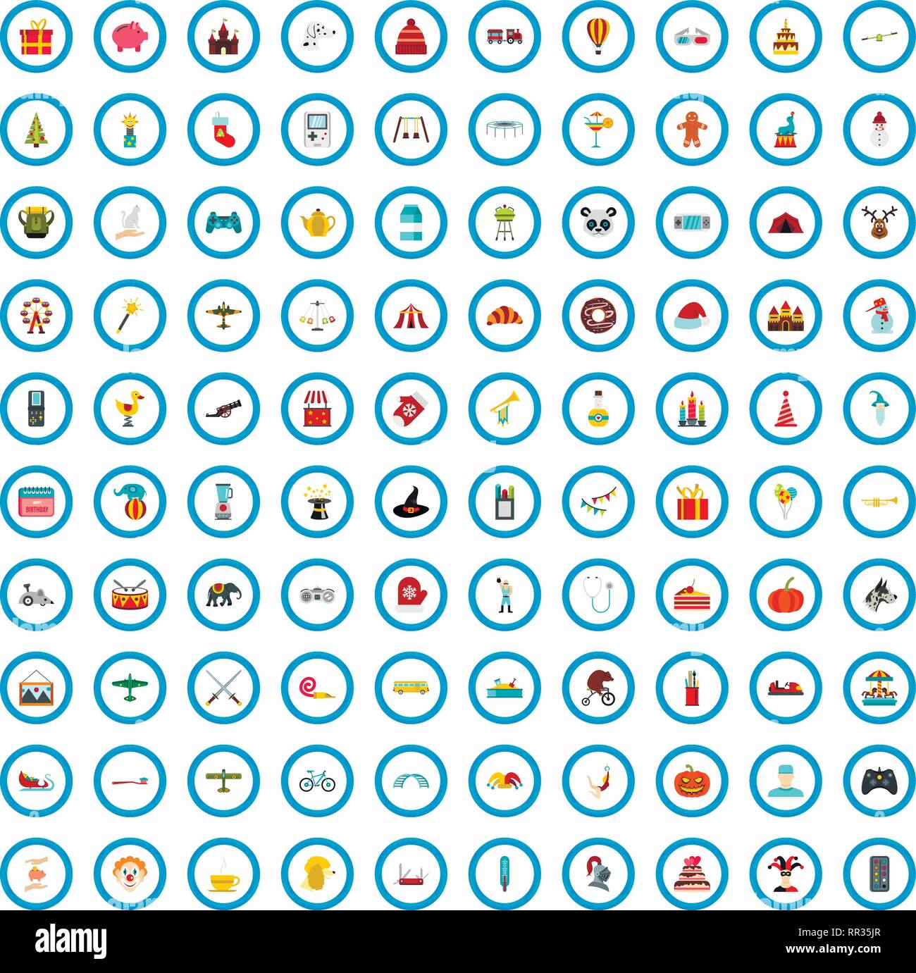 100 children icons set, flat style Stock Vector Image & Art - Alamy