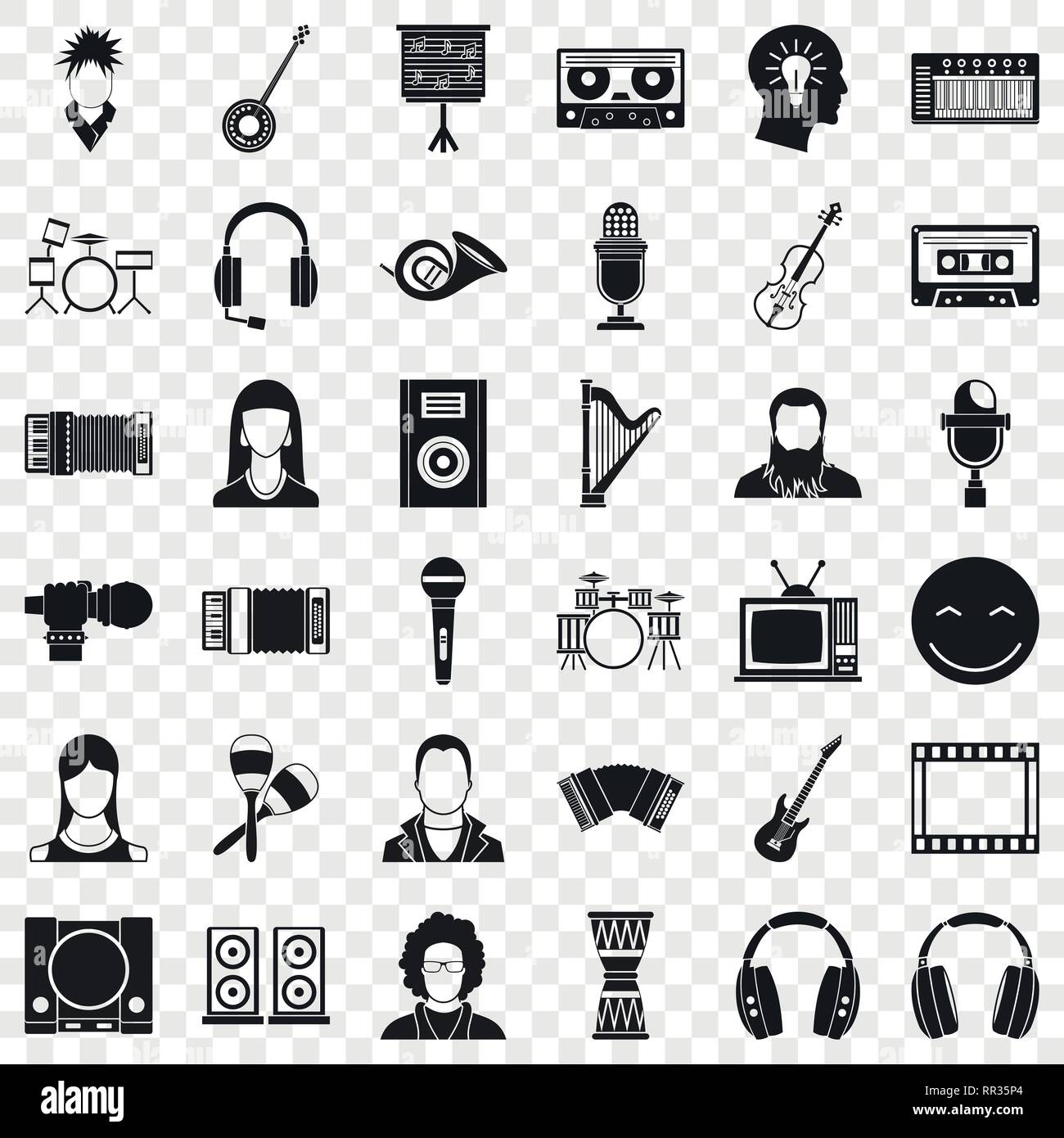 Musical instrument icons set, simple style Stock Vector