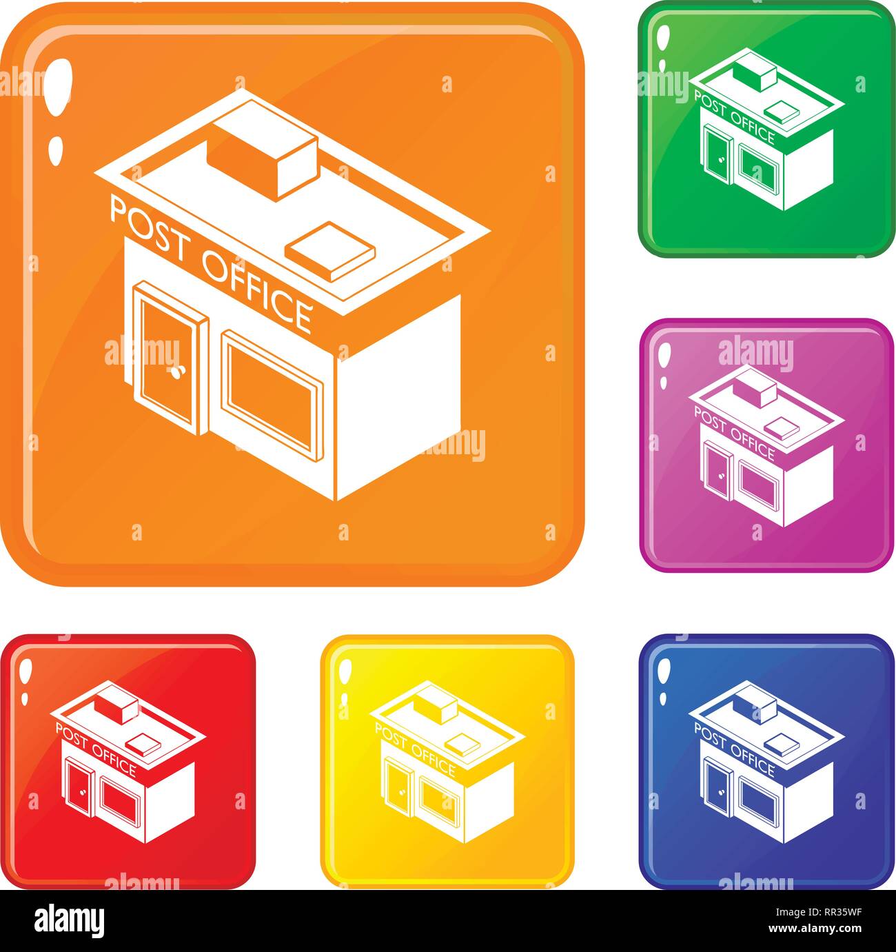Post office icons set vector color Stock Vector Image & Art - Alamy