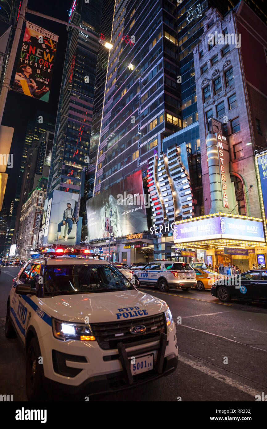 NYPD police car in Town Square, Midtown Manhattan, New York, New York, USA Stock Photo