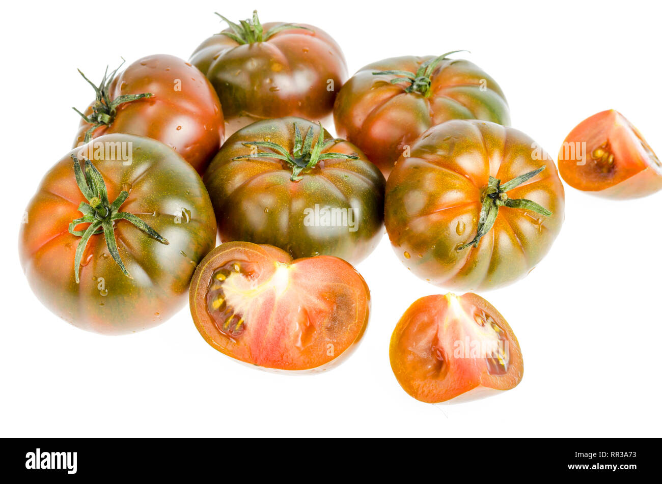 Fresh delicious tomatoes Solanum lycopersicum 'Raf'. Studio Photo Stock Photo