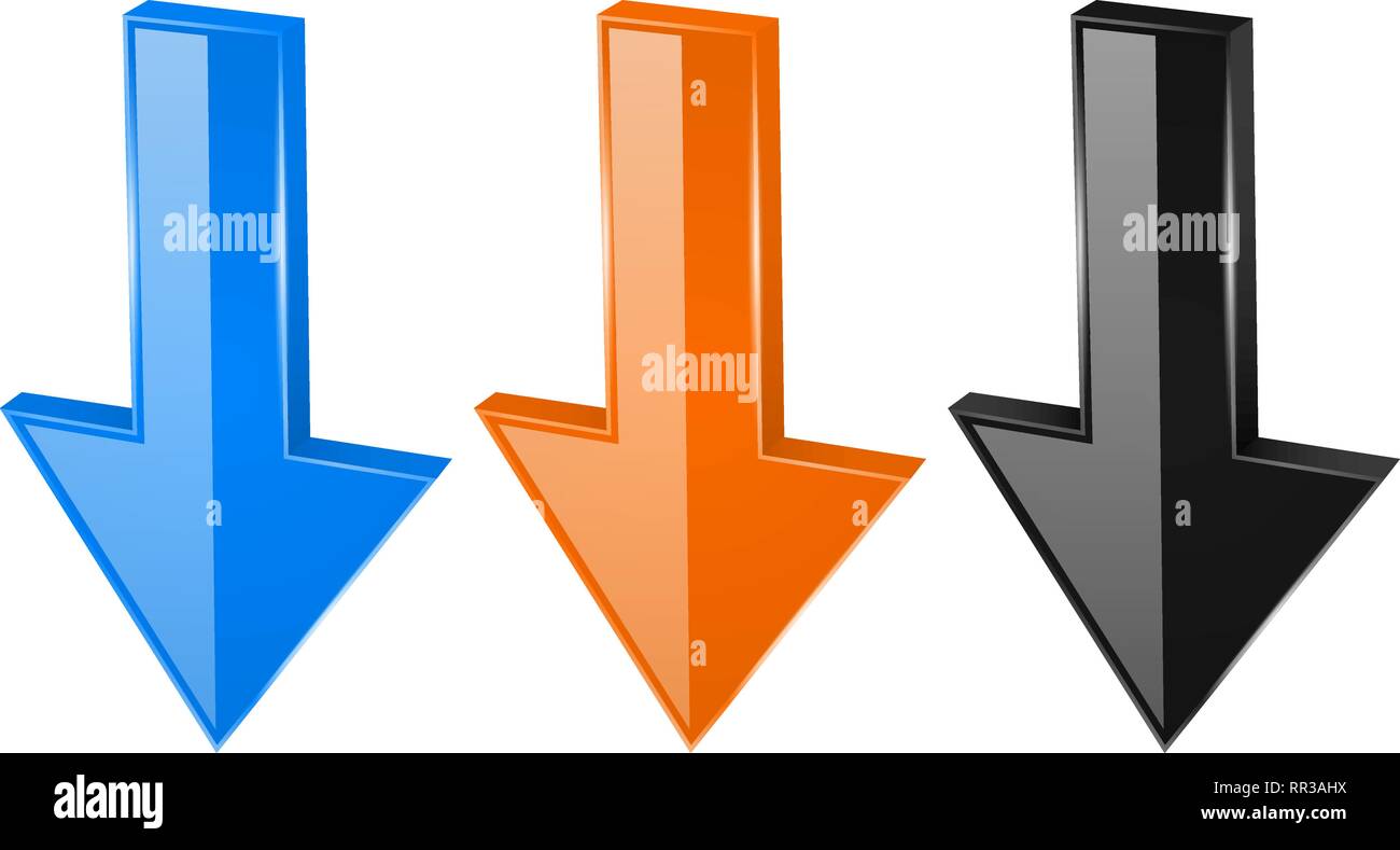 Colored arrows. Shiny 3d DOWN web icons Stock Vector Image & Art - Alamy