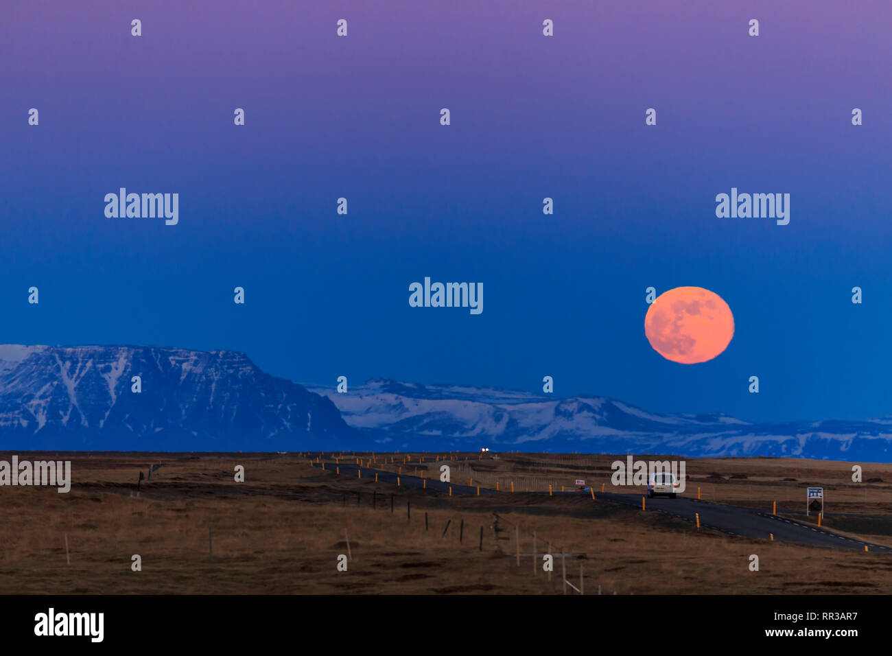 Full moon, Snaefellsnes Peninsula, Western Iceland, Iceland, Europe