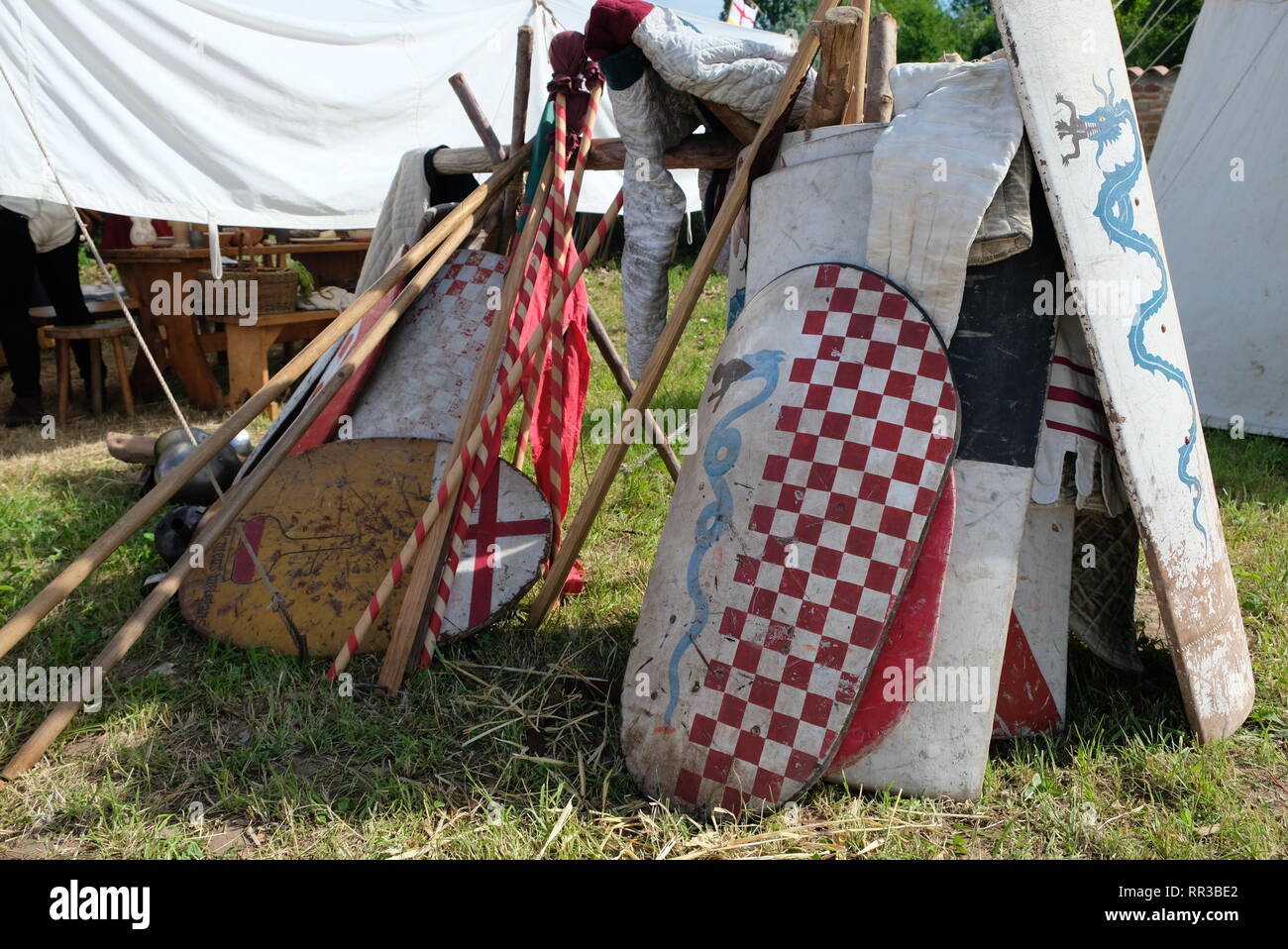 Medieval weapons in a historical reconstruction Stock Photo - Alamy