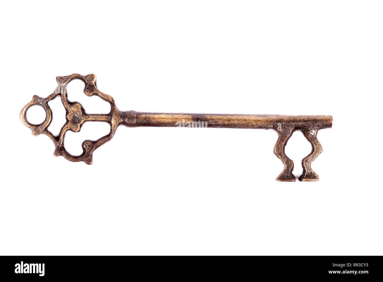 Antique key isolated on white background - photograph Stock Photo - Alamy