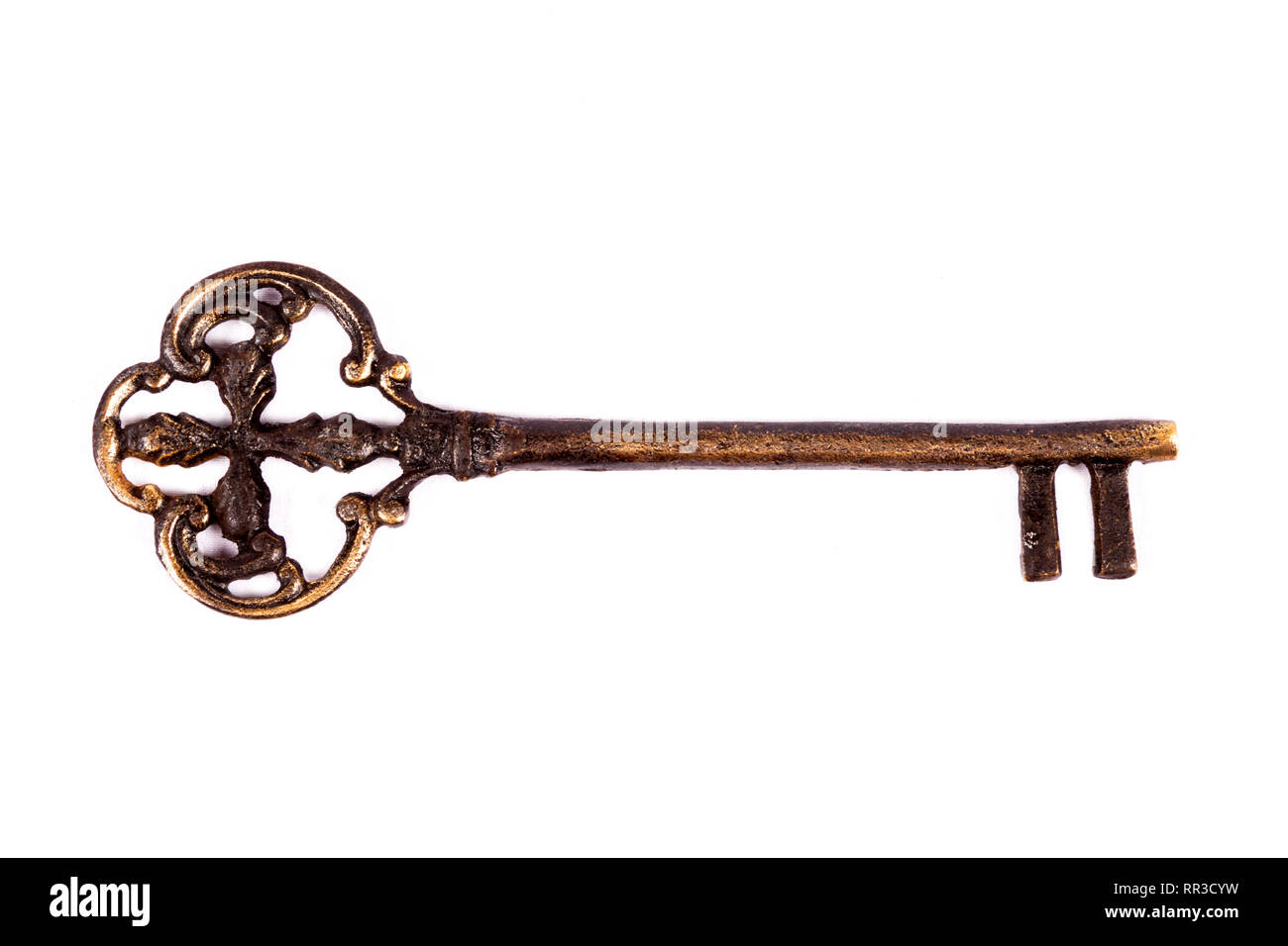 Antique key isolated on white background - photograph Stock Photo - Alamy