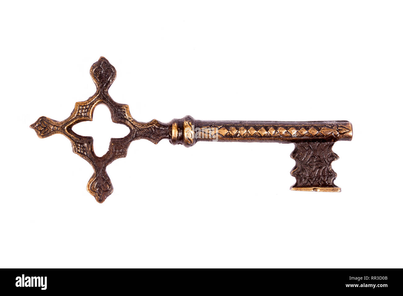 Antique key isolated on white background - photograph Stock Photo - Alamy