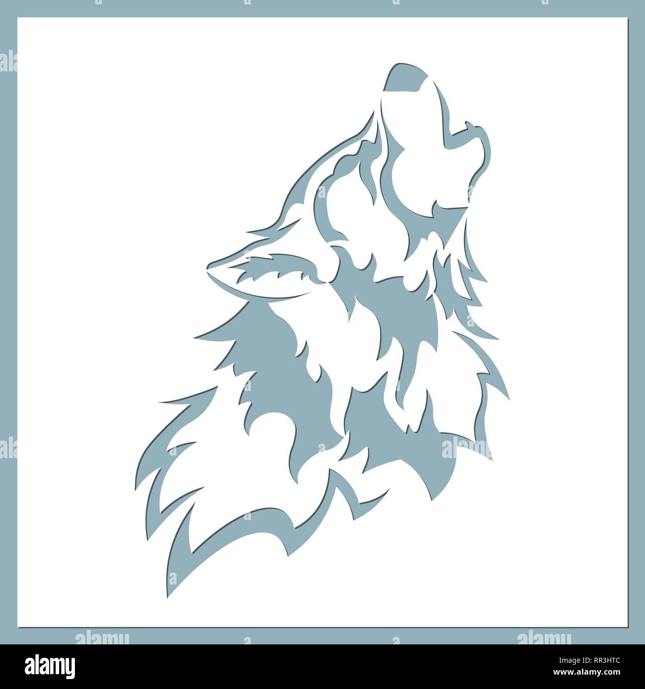 Wolf vector illustration. Paper wolf sticker. Laser cut. Template for ...