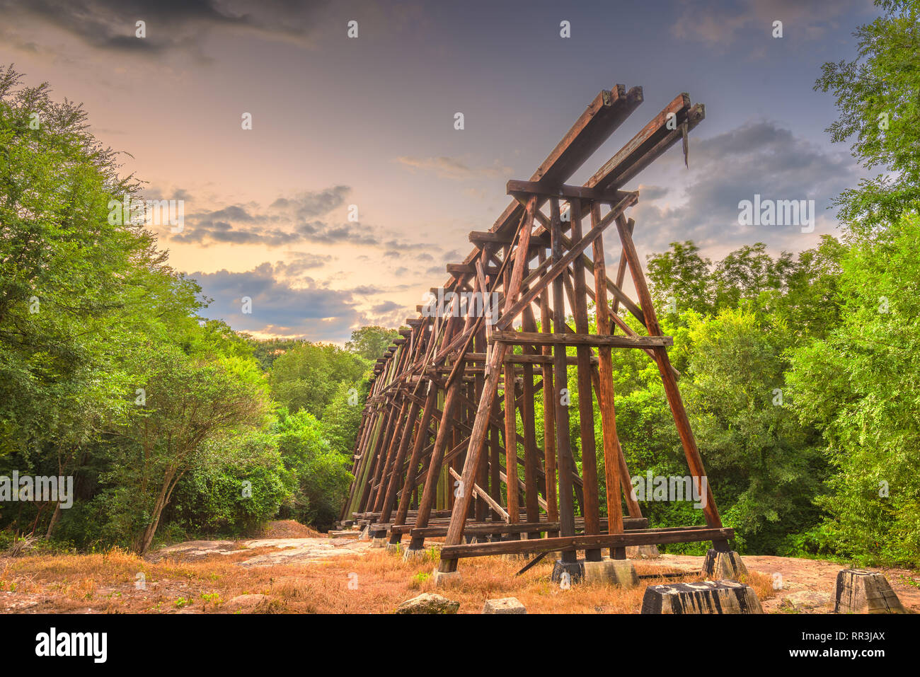 Athens, Georgia, USA abandoned historic train trestle. Stock Photo