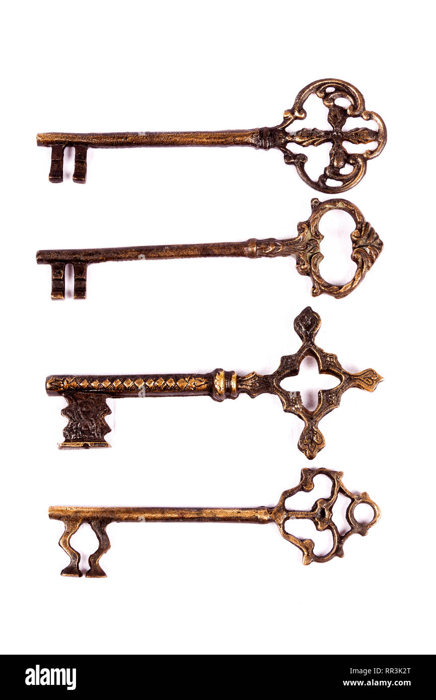Series of 4 antique bronze keys photo Stock Photo Alamy