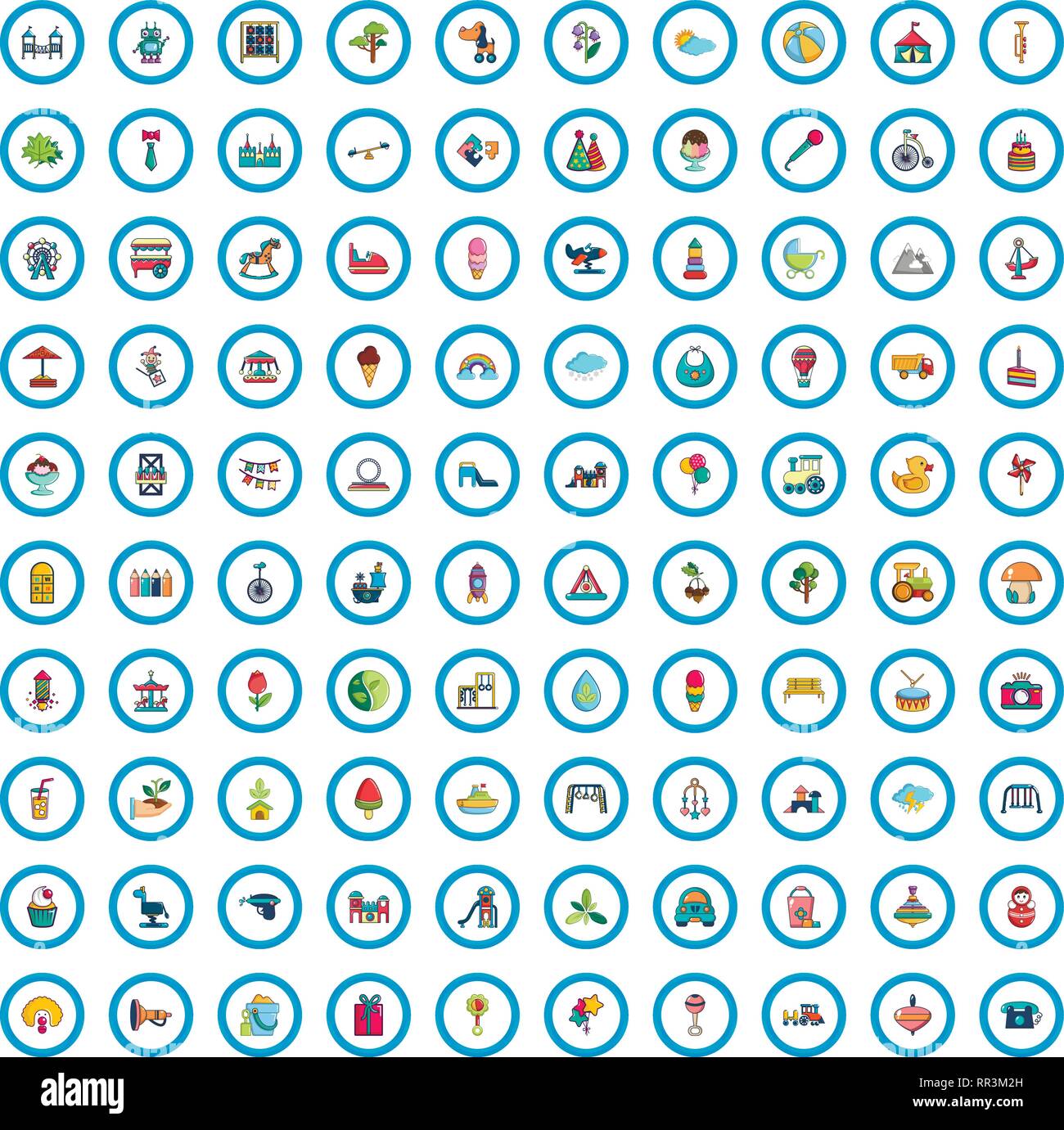 100 childrens playground icons set, cartoon style Stock Vector Image ...