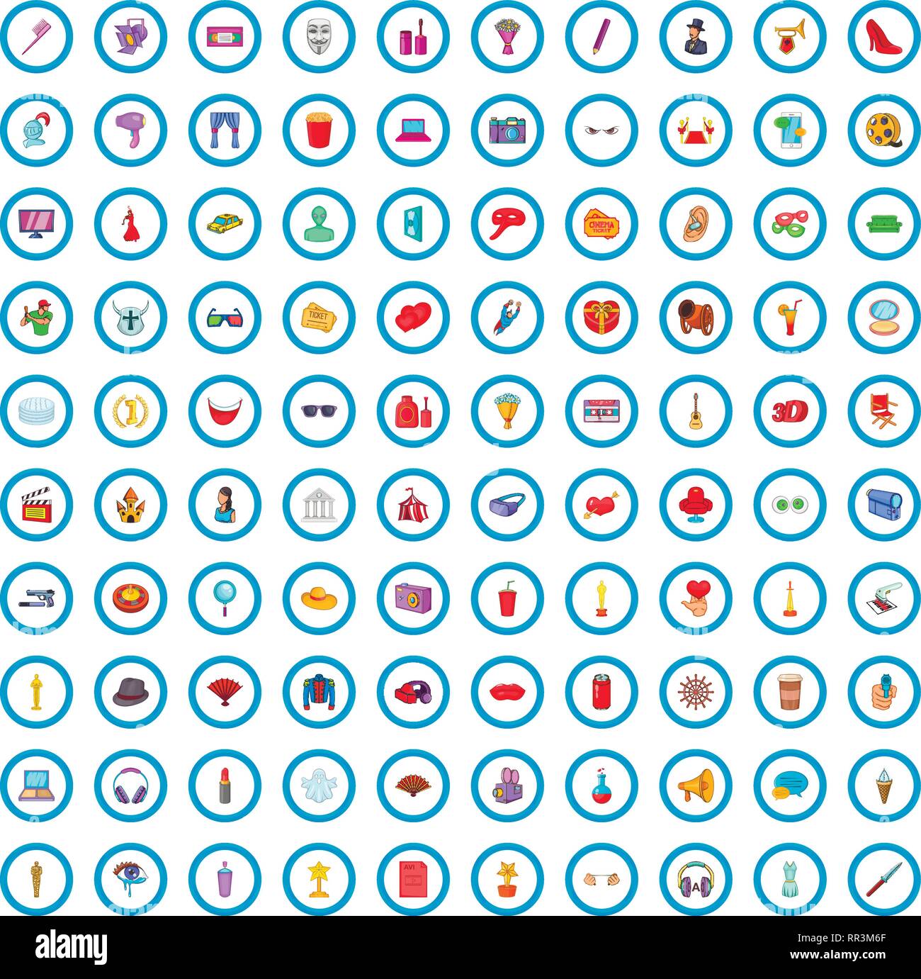 100 cinema icons set, cartoon style Stock Vector Image & Art - Alamy