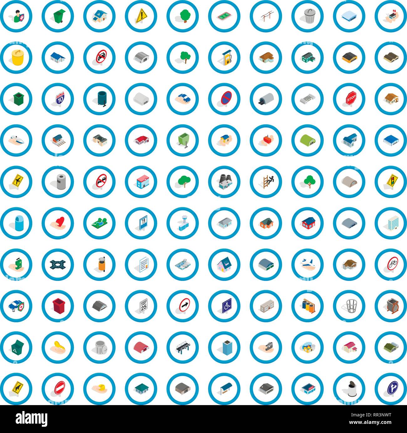 100 city icons set, isometric 3d style Stock Vector Image & Art - Alamy