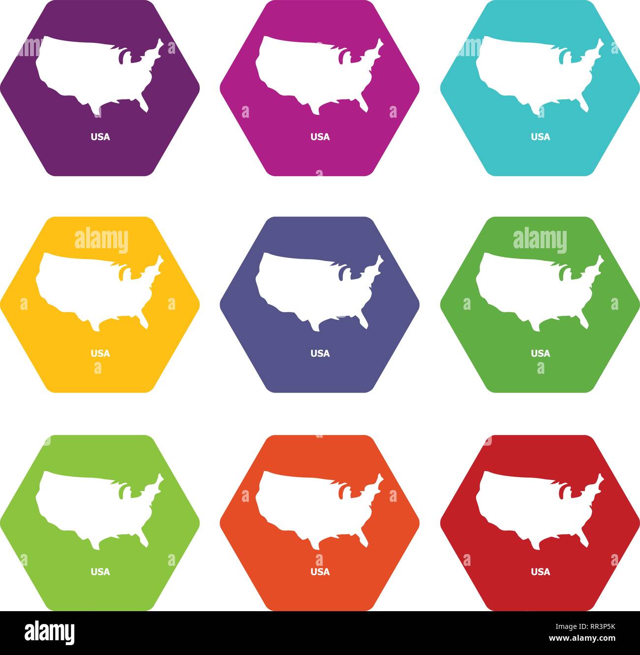 Usa map icons set 9 vector Stock Vector Image & Art - Alamy