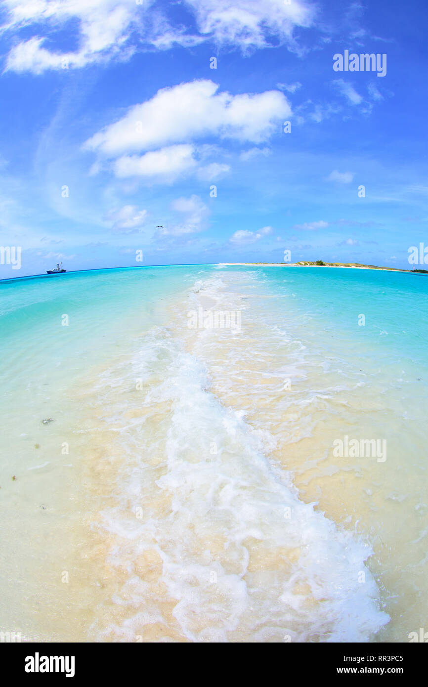 Tropical beach of island Cayo de Agua, Los Roques, Venezuela. Stock Photo